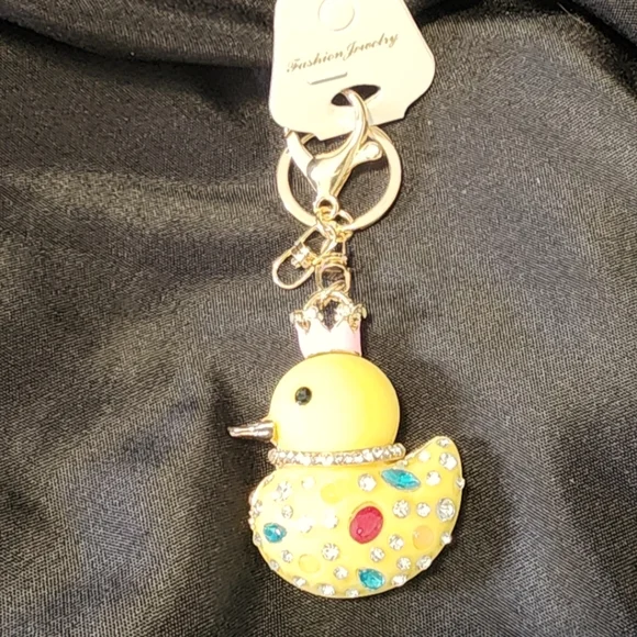 ♦️Fabulous Yellow Duckie Bag Charm/Keychain with Rhinestones. - Picture 1 of 4